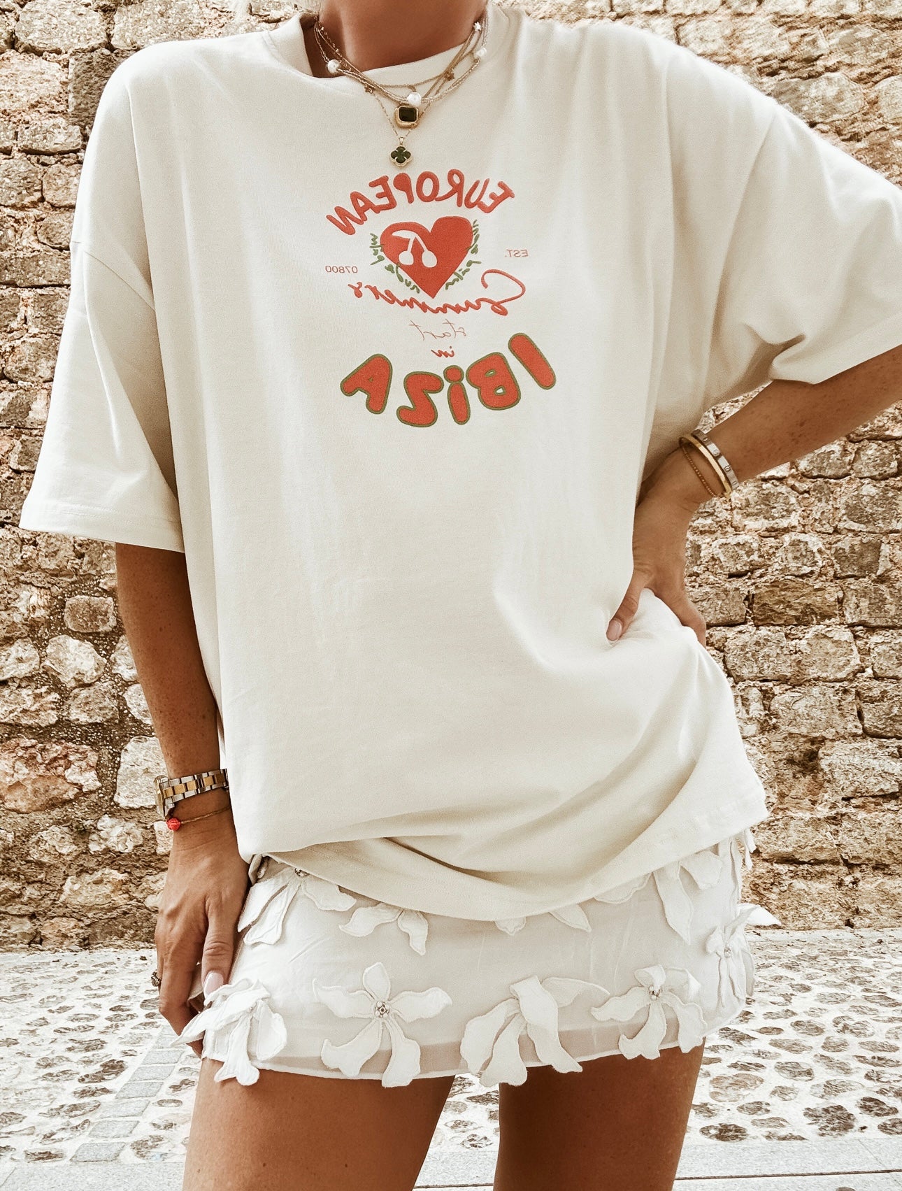PRE-ORDER ISLA IBIZA CHERRY UNISEX T-SHIRT - VINTAGE WHITE
