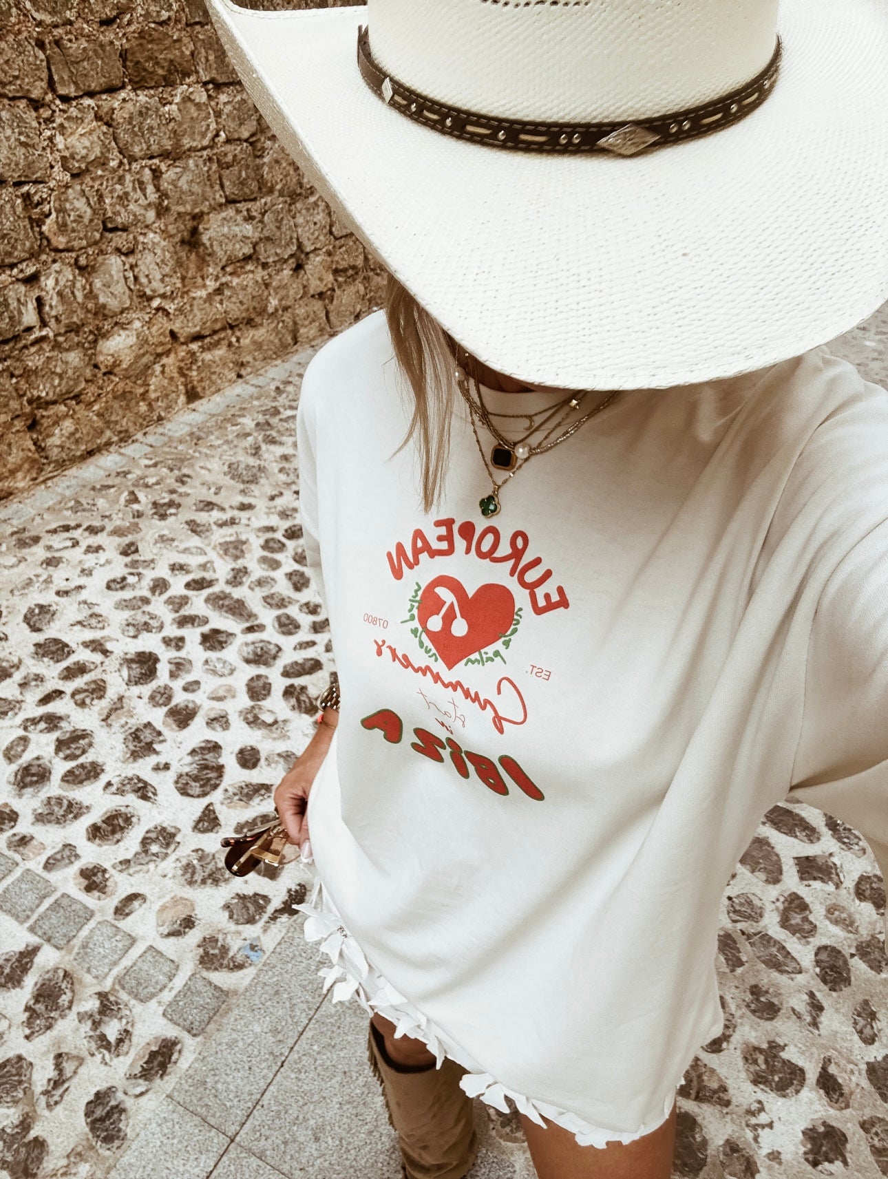 PRE-ORDER ISLA IBIZA CHERRY UNISEX T-SHIRT - VINTAGE WHITE