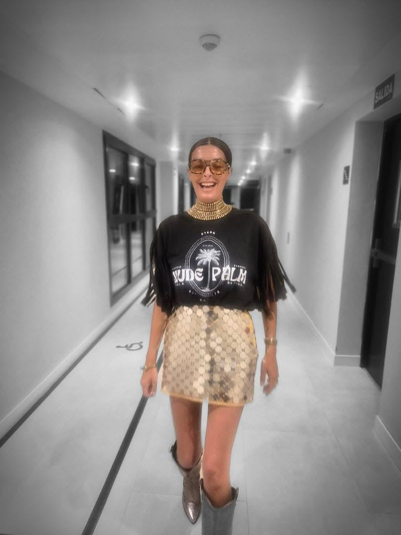 BOHEMÉ FRINGE SLEEVES OVERSIZED | T-SHIRT - ICONIC ISLAND SUN SOAKED BLACK