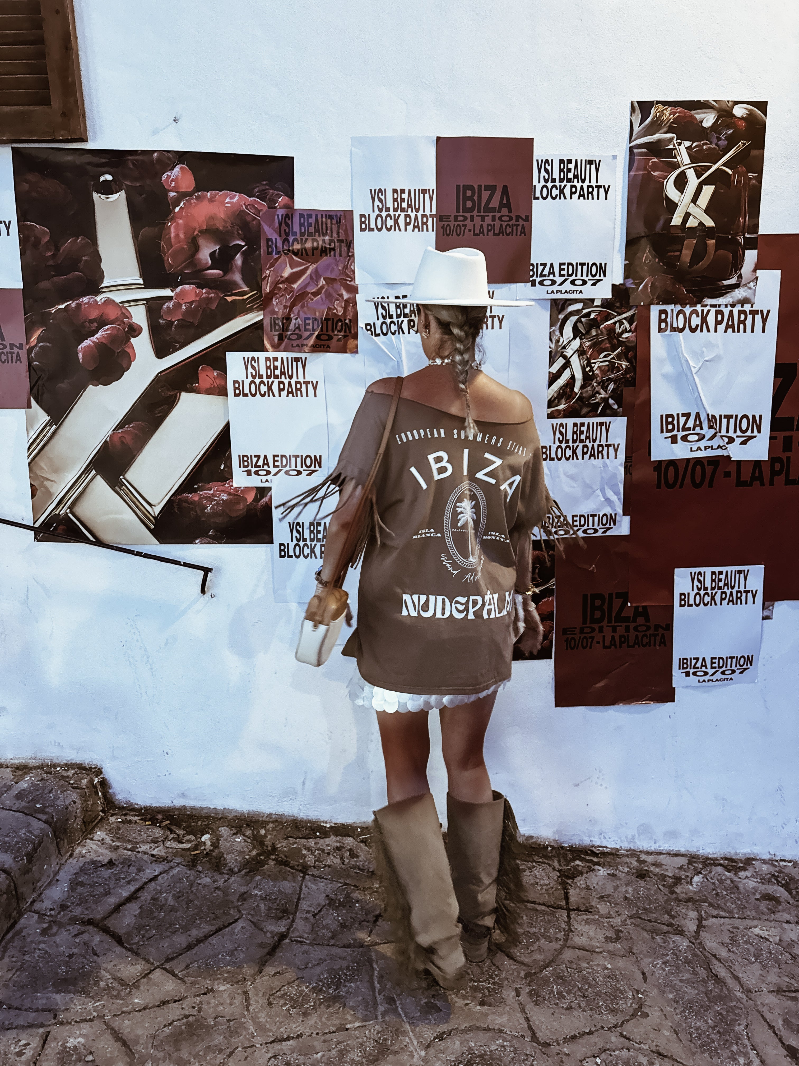 BOHEMÉ FRINGE OFF THE SHOULDER T-SHIRT | ICONIC ISLAND IBIZA | SUN-SOAKED TAN | OVERSIZED FIT