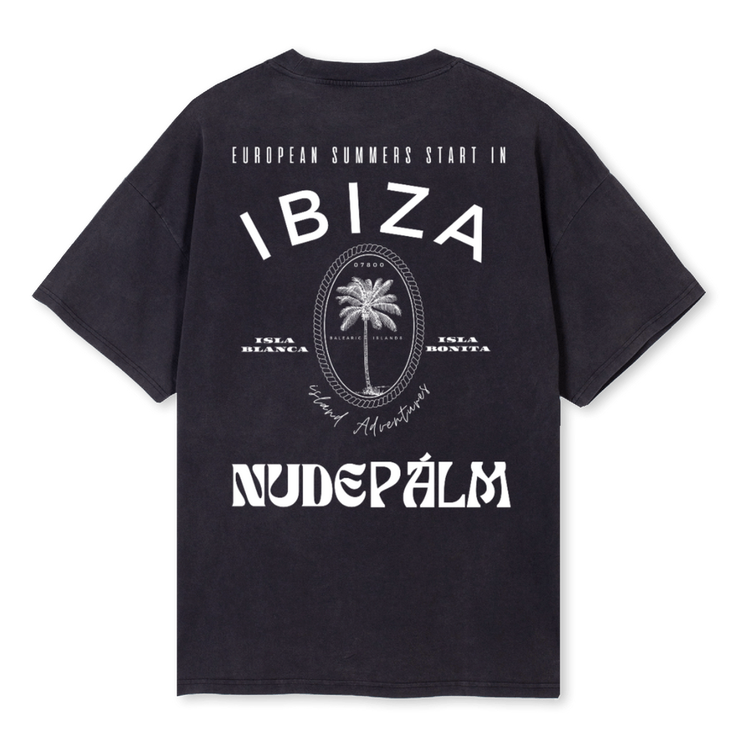 ICONIC IBIZA ISLAND T - SUN SOAKED BLACK | OVERSIZED FIT - UNISEX