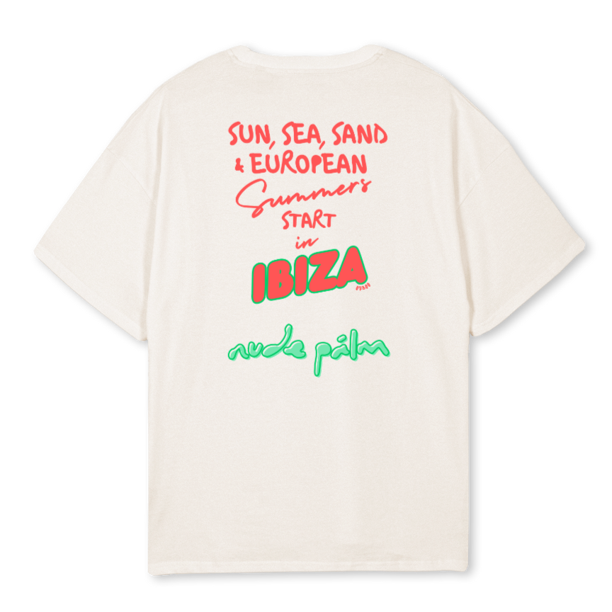 ISLA IBIZA CHERRY UNISEX T-SHIRT - VINTAGE WHITE