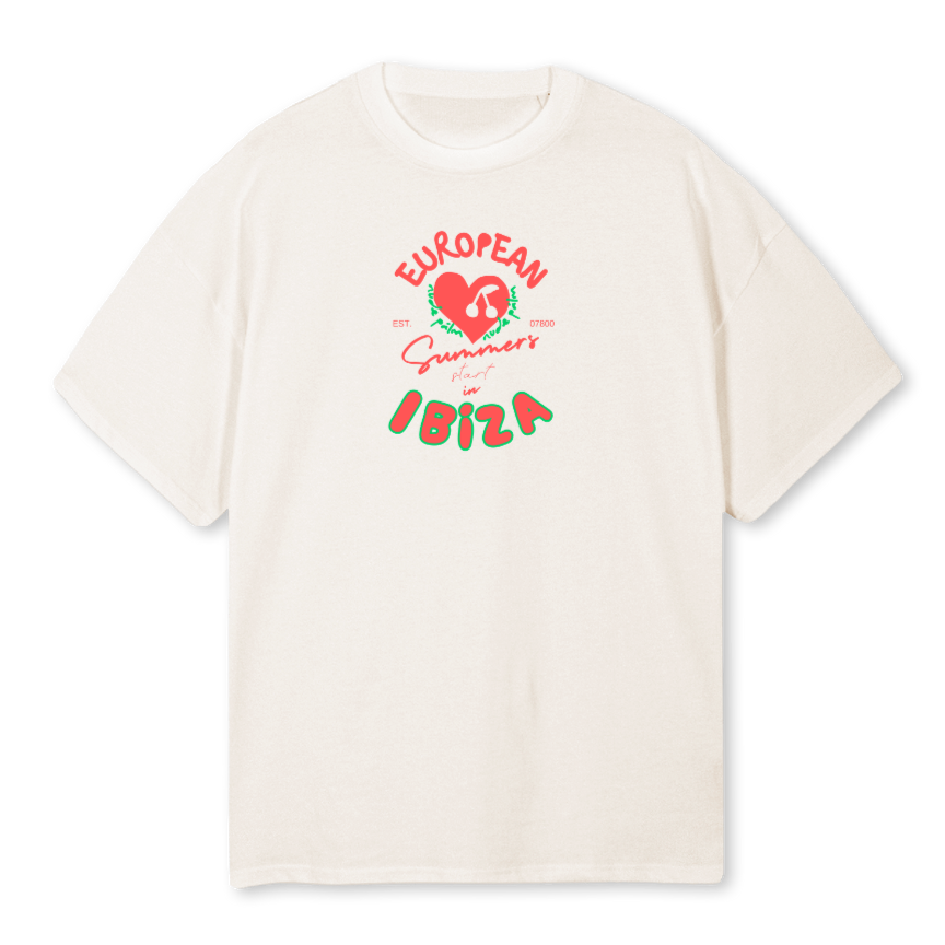ISLA IBIZA CHERRY UNISEX T-SHIRT - VINTAGE WHITE