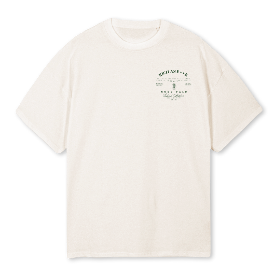 RICH AS F**K  - VINTAGE WHITE T - SHIRT | OVERSIZED -  UNISEX