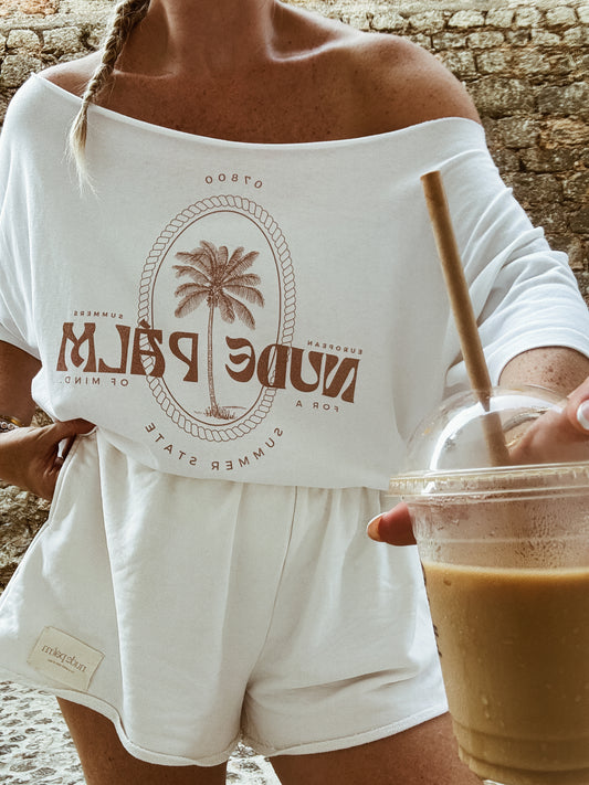 PRE-ORDER - CUSTOM 90s OFF THE SHOULDER - ICONIC IBIZA ISLAND OVERSIZED T