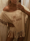 BOHEMÉ BOHEMÉ FULL FRINGE | ICONIC IBIZA ISLAND T-SHIRT - BLANCO