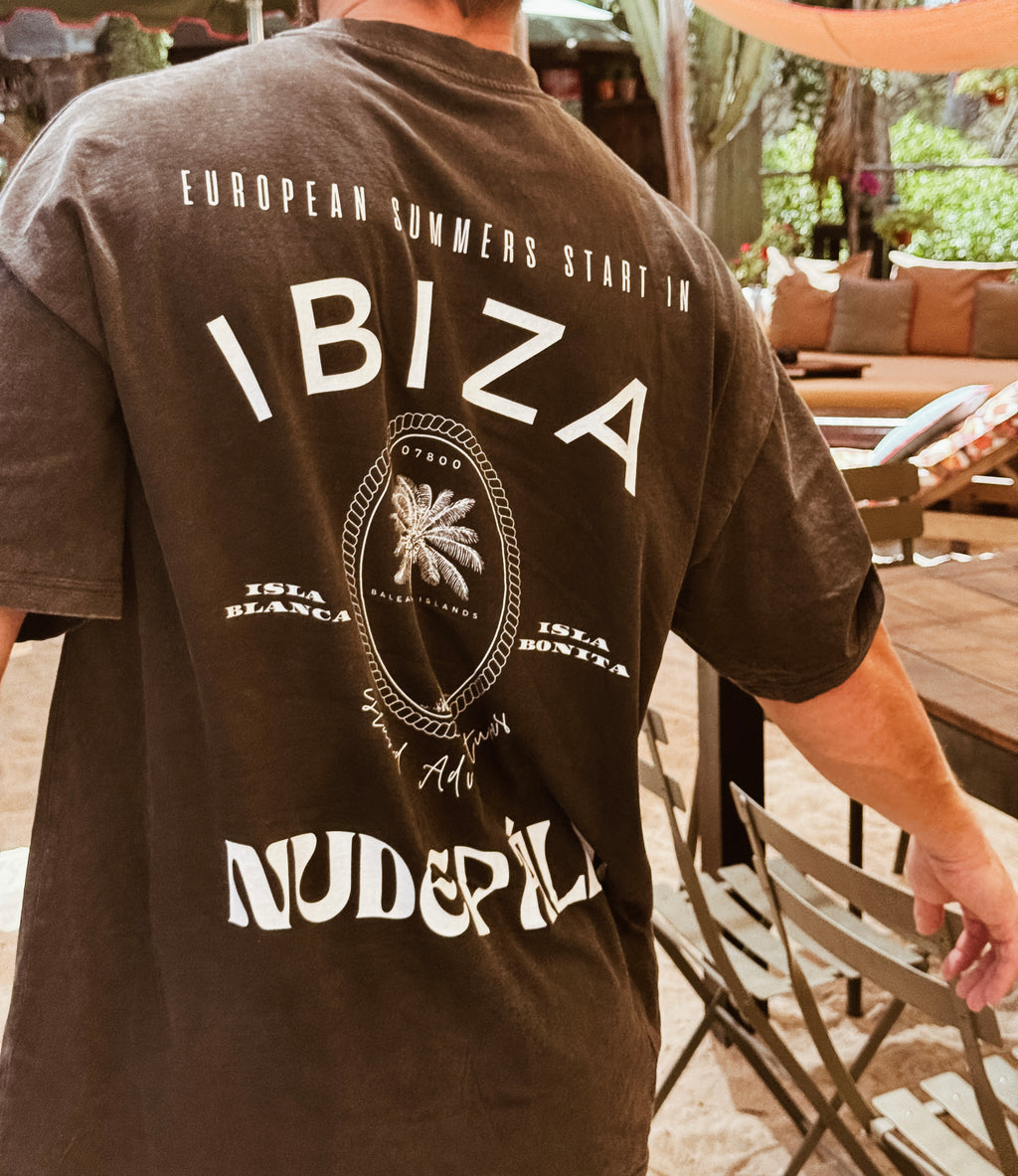 ICONIC IBIZA ISLAND T - SUN SOAKED BLACK | OVERSIZED FIT - UNISEX