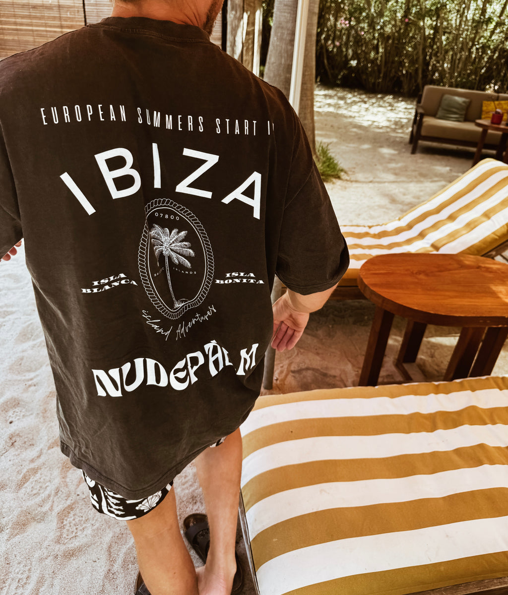 ICONIC IBIZA ISLAND T - SUN SOAKED BLACK | OVERSIZED FIT - UNISEX